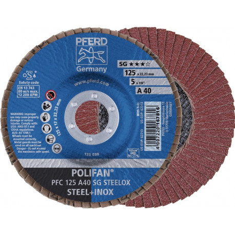 Disque à lamelles POLIFAN A SG STEELOX D. 125 mm granulation A-80 plat INOX cori