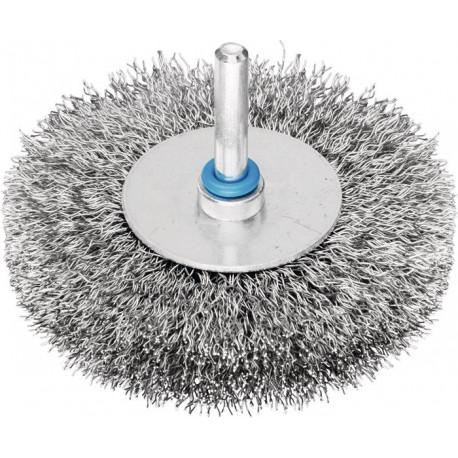Brosse plate RBU 10010/6 INOX0.30 D. 100 mm 6 mm épaisseur de fil 0.3 mm VA 10 m