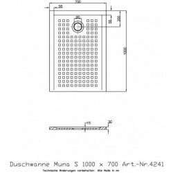 Hoesch Duschwanne MUNA S mit Antirutsch 1000x700x30mm weiß