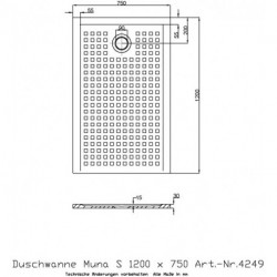 Hoesch Duschwanne MUNA S mit Antirutsch 1200x750x30mm weiß