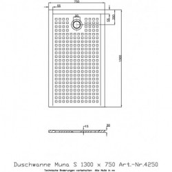 Hoesch Duschwanne MUNA S mit Antirutsch 1300x750x30mm weiß