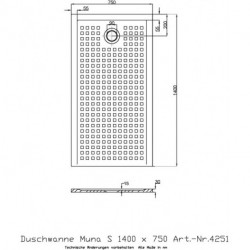 Hoesch Duschwanne MUNA S mit Antirutsch 1400x750x30mm weiß