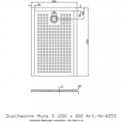 Hoesch Duschwanne MUNA S mit Antirutsch 1200x800x30mm weiß