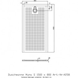 Hoesch Duschwanne MUNA S mit Antirutsch 1500x800x30mm weiß