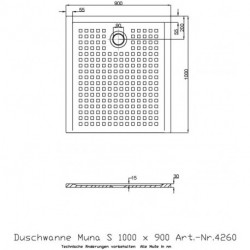 Hoesch Duschwanne MUNA S mit Antirutsch 1000x900x30mm weiß