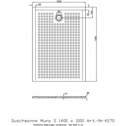 Hoesch Duschwanne MUNA S mit Antirutsch 1400x1000x30mm weiß
