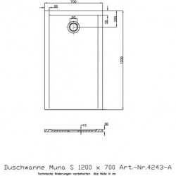 Hoesch Duschwanne MUNA S 1200x700x30mm weiß