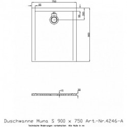 Hoesch Duschwanne MUNA S 900x750x30mm weiß