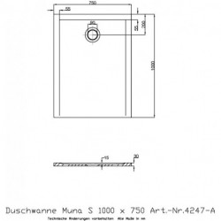 Hoesch Duschwanne MUNA S 1000x750x30mm weiß
