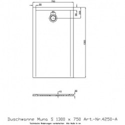 Hoesch Duschwanne MUNA S 1300x750x30mm weiß