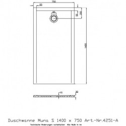 Hoesch Duschwanne MUNA S 1400x750x30mm weiß