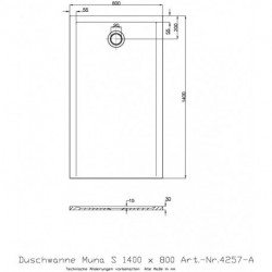 Hoesch Duschwanne MUNA S 1400x800x30mm weiß