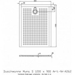 Hoesch Duschwanne MUNA S mit Antirutsch 1200x900x30mm weiß