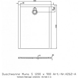 Hoesch Duschwanne MUNA S 1200x900x30mm weiß
