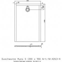 Hoesch Duschwanne MUNA S 1300x900x30mm weiß