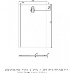 Hoesch Duschwanne MUNA S 1400x900x30mm weiß
