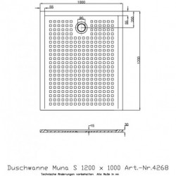 Hoesch Duschwanne MUNA S mit Antirutsch 1200x1000x30mm weiß