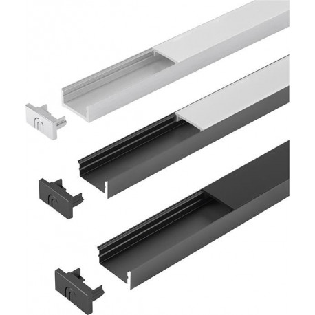 Profil ChannelLine D 10er Set L2m.Alu/couvercle klar