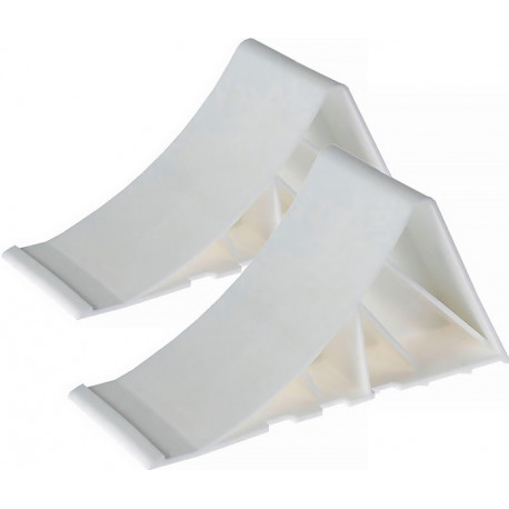 Jeu de cales de roue plastique dur L350xl140xH90mm poids 0.48&nbsp;kg blanc 