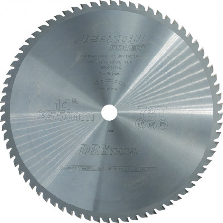Lame de scie circulaire métal 355/72Z D.355mm B.2.2mm alésage HM D.25.4mm Z.72 JEPSON 