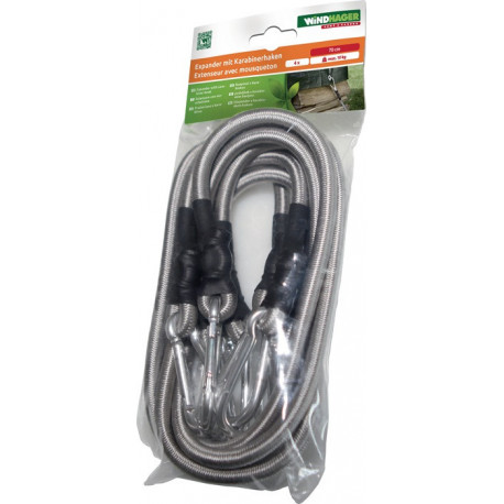 Corde extensible 4 sangle extensibles et 8&nbsp;mousquetons longueur 70&nbsp;cm WINDHAGER (Par 8)