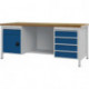 Établi bleu séc.. RAL 5005 gris clair. RAL 7035 l2000xH859xP750&nbsp;mm Hêtre multipl 