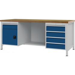 Établi bleu séc.. RAL 5005 gris clair. RAL 7035 l2000xH859xP750&nbsp;mm Hêtre multipl 