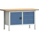 Etabli PW 700 L1500xP700xH840mm hêtre multiplex gris bleu brillant 3 tiroirs 1 porte