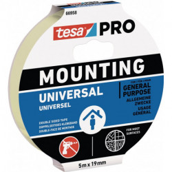 Bande adhésive de montage Mounting PRO Universal 66958 blanche longueur 5&nbsp;m larg (Par 8)
