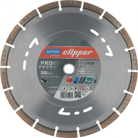 Disque diamanté 4 x 4 Explorer D. 300&nbsp;mm perçage de 20&nbsp;mm pour tronç 