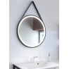 AS LED-Leuchtspiegel ELEGANZA m schw Glattlederschlaufe Durchm. 80 cm