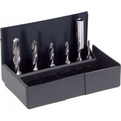 Jeu d'embouts mixtes, coffret plastique, Contenu : respectivement 1 foret taradeur M3 à M10