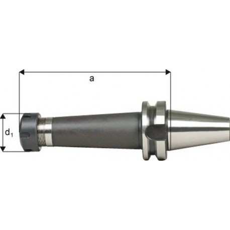Mandrin à pinces, type ER DIN 2080 avec arrosage central, Capacité de serrage : 3,0-26,0 mm, MAS-BT 40, Pince de serrage ER40, a : 70 mm, d1 : 63 mm