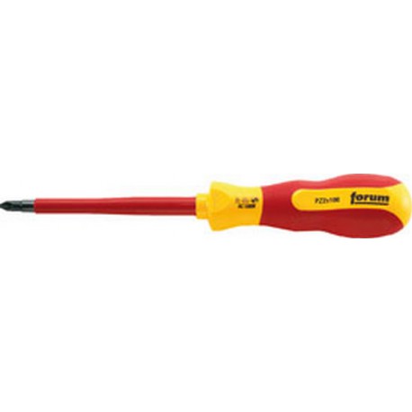 Tournevis cruciforme PZ VDE, avec lame ronde, Dimensions : PZ 2, Long. de la lame 100 mm, Long. totale 205 mm, Ø de la lame : 7,8 mm